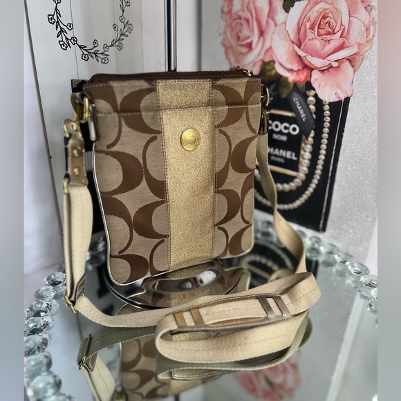 Coach Signature Jacquard North South Lurex Crossbody No. M0867-42246 - Picture 1 of 8